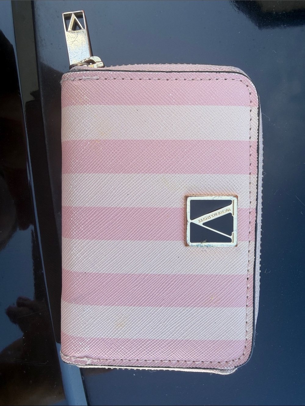Victoria Secret Pink Striped Zip Wallet